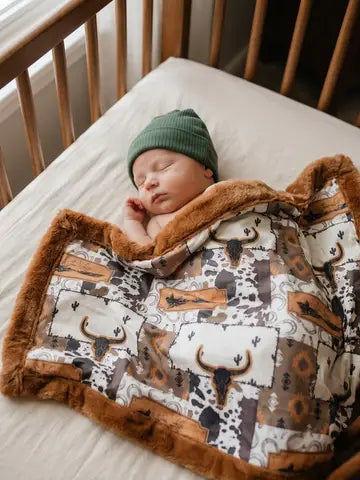 Bull Skull and Cow Printed Baby Blanket
